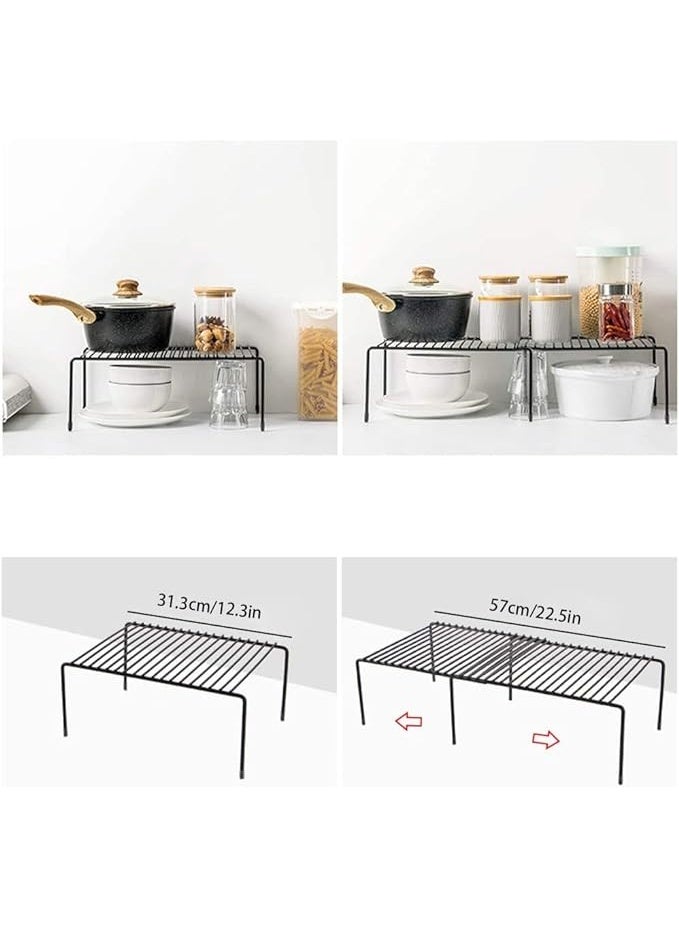 MunKan extendable Spice rack shelf, Under Sink Shelf Storage Rack, for Kitchen Countertop Organizer Shelf, Cabinet Shelf Organizers Storage Rack Space Riser, Pantry Cupboard Shelf - Image 3